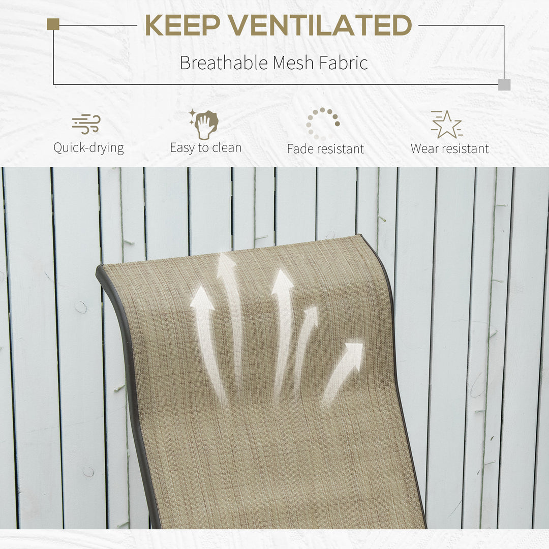 Outsunny Patio Glider with Breathable Mesh Fabric, Outdoor Glider Chair, Garden Rocking Gliding Seat for Patio, Yard, Porch, Brown/Flaxen