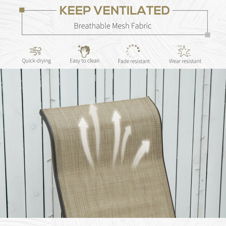 Outsunny Patio Glider with Breathable Mesh Fabric, Outdoor Glider Chair, Garden Rocking Gliding Seat for Patio, Yard, Porch, Brown/Flaxen