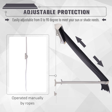 Outsunny 4' x 2.3' Retractable Window Door Awning Patio Canopy Outdoor Sun Shade Shelter Dark Grey