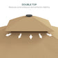 Outsunny 8' x 8' Square Double Top Offset Patio Umbrella Garden Parasol with Solar LED Lights, Ruffles and Weights, Khaki