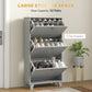 HOMCOM Narrow Shoe Storage with 3 Flip Drawers and Adjustable Shelves, Shoe Cabinet Organizer for 12 Pairs of Shoes, White