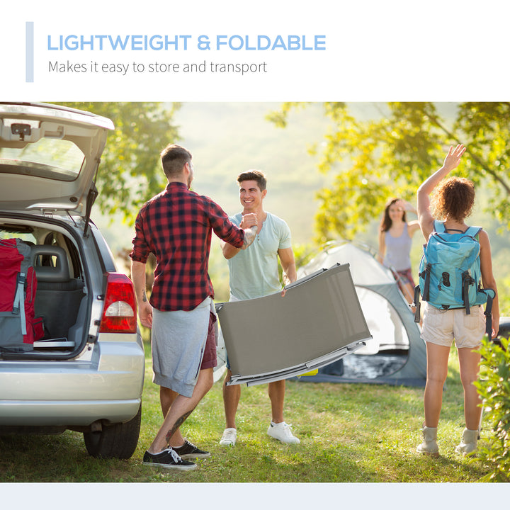 Outsunny Pool Chaise Lounge Chairs Set of 2, S-shaped Foldable Outdoor Chaise Lounge Chair Reclining for Patio Beach Garden With 264lbs Weight Capacity, Light Grey