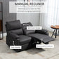 HOMCOM 2 Seater Reclining Chair, Loveseat Recliner Sofa with Footrest and Split Backrest, Dark Grey