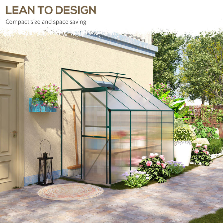 Outsunny Walk-In Garden Greenhouse Aluminum Polycarbonate with Roof Vent for Plants Herbs Vegetables 8' x 4' x 7' Silver