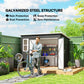Outsunny 8.5' x 6' Galvanised Steel Outdoor Storage Shed, Garden Shed with Window, Lockable Wide Doors and Air Vents, Dark Grey