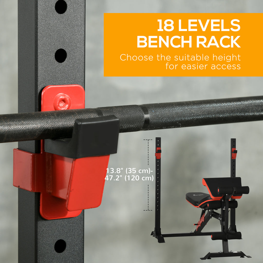 Soozier Adjustable Weight Bench with Squat Rack, Preacher Curl Pad and Leg Developer, Home Gym Bench for Full Body Workout