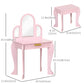 Qaba Kids Dressing Table and Chair Set, Girls Dressing Set, Makeup Desk with Drawer for 3-6 Years Old Kids, Pink