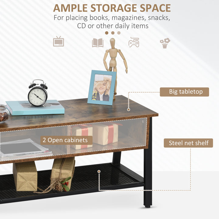 HOMCOM Industrial TV Stand, TV Console Table for TV up to 45'' Flat Screen, Entertainment Center for Living Room, Bedroom, Rustic Brown