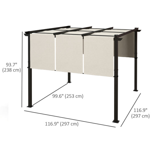 Outsunny 10' x 10' Metal Pergola, Outdoor Pergola with Retractable Canopy, for Garden, Patio, Backyard, Deck