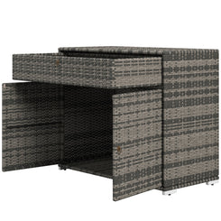 Outsunny Outdoor Storage Cabinet, Wicker 2-Door Pool Towel Storage Cabinet with Drawer, PE Rattan Pool Organizer, Grey