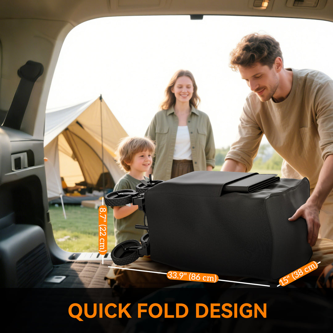 Outsunny Double Decker Folding Wagon Cart, 450LBS & 350L Capacity Collapsible Garden Cart for Camping Sports Shopping and Beach