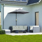 Outsunny 6.6 x 6ft Half Patio Umbrella Outdoor Parasol with Double-Sided Canopy, Crank Handle, Base for Garden, Balcony, Grey