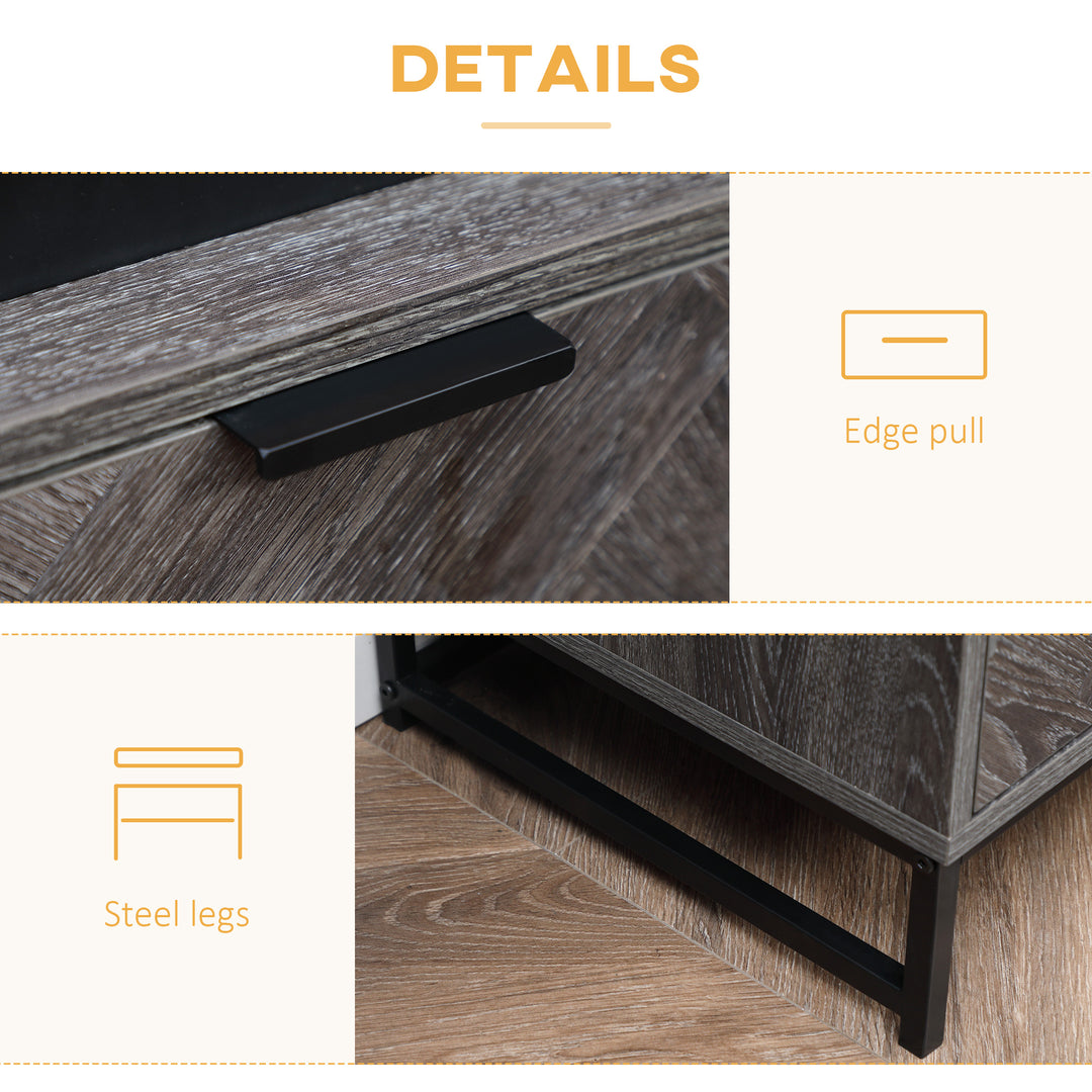 HOMCOM Modern Bedside Table with Drawer and Open Shelf, Sofa Side Table for Bedroom Living Room, Dark Grey