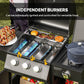 Outsunny 3 Burner Gas Grill with Side Burner, 9.5 KW Propane BBQ Grill, Cabinet Style with Shelves, Wheels, Instant Ignition