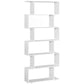 HOMCOM Wooden S Shape Bookcase 6 Shelves Storage Display Home Office Furniture