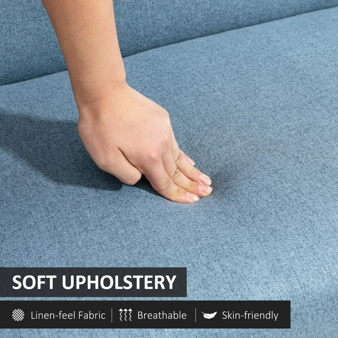 HOMCOM Compact Loveseat Sofa Couch Linen Fabric Double Seat Sofa with Rubber Wood Legs Dark Grey