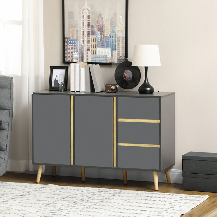 HOMCOM Sideboard Buffet Cabinet with Adjustable Shelves - Dark Grey