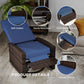 Outsunny Outdoor Rattan Wicker Lounge Chair with Footrest & Soft Cushion for Patio, Garden, Backyard, Sky Blue