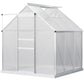 Outsunny 6' x 12' x 6.5' Walk-in Greenhouse, Polycarbonate Greenhouse with Adjustable Roof Vent, Base, Sliding Door, Clear