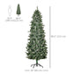 HOMCOM 7.5ft Artificial Christmas Tree, Flocked Christmas Tree with Pine Cones, 1119 Branch Tips and Metal Base, Green