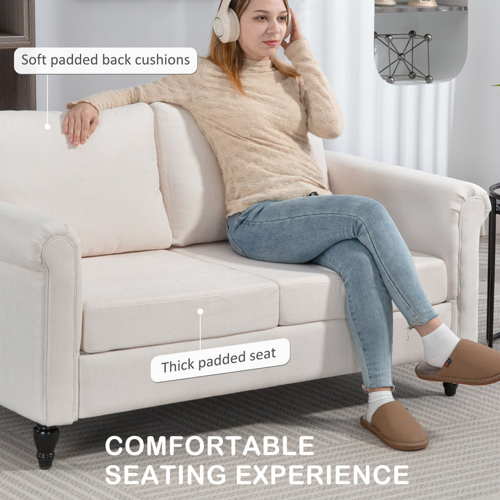 HOMCOM Vintage Loveseat, Upholstered Love Seat Furniture, Chenille-feel Fabric 2 Seater Sofa Couch with Rolled Arms, Gourd-Shaped Rubber Wood Legs for Living Room, Dark Grey