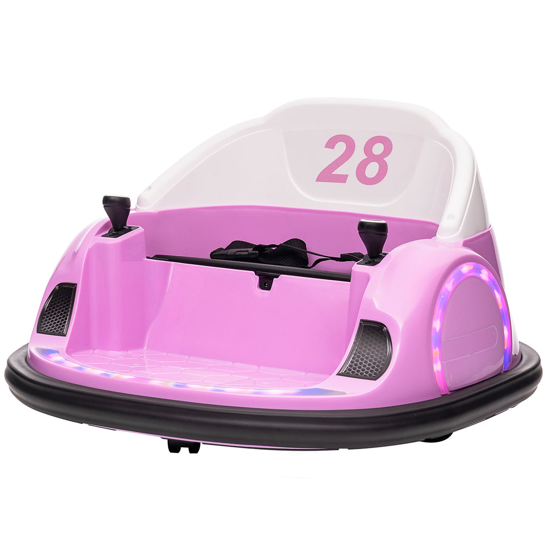 Qaba 12V Bumper Car for Toddlers, Ride On Car with 360 Degree Remote Control, Lights Music Horn, for 1.5-5 Years, Pink