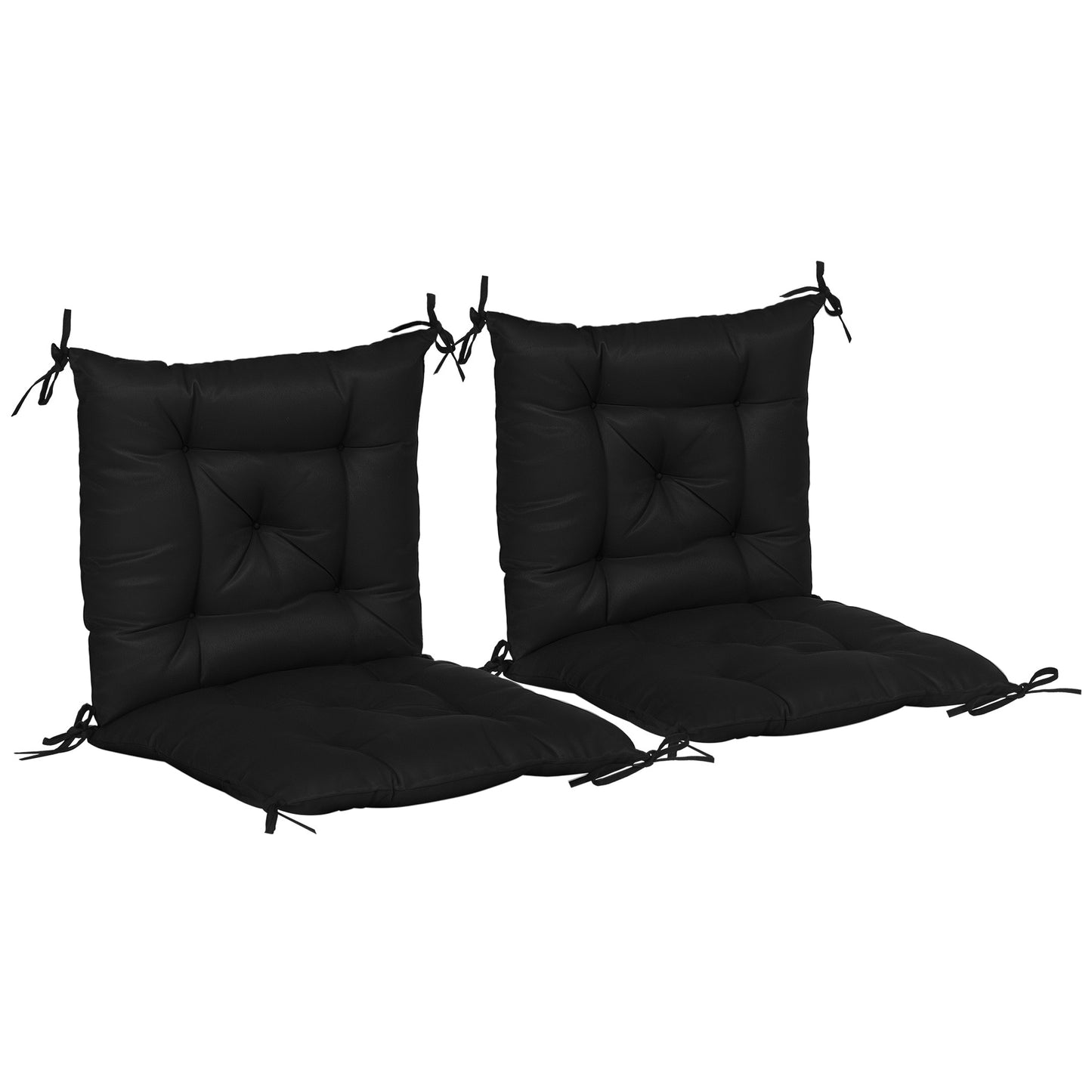Outsunny Patio Chair Cushions Set of 2, 39" x 20" x 3" Outdoor Tufted Cushion Set with Ties for Indoor Outdoor Garden Furniture, Dark Grey