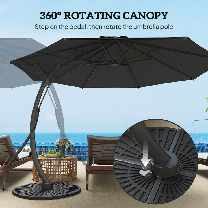 Outsunny 11FT Patio Umbrella, Cantilever Umbrella with 8 Ribs, 360° Rotation, Easy Adjustment for Garden, Deck, UPF 50+, Grey