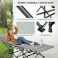 Outsunny Folding Camping Cot with Mattress & Pillow, Double Layer Oxford Heavy Duty Sleeping Cot with Carry Bag Light Grey