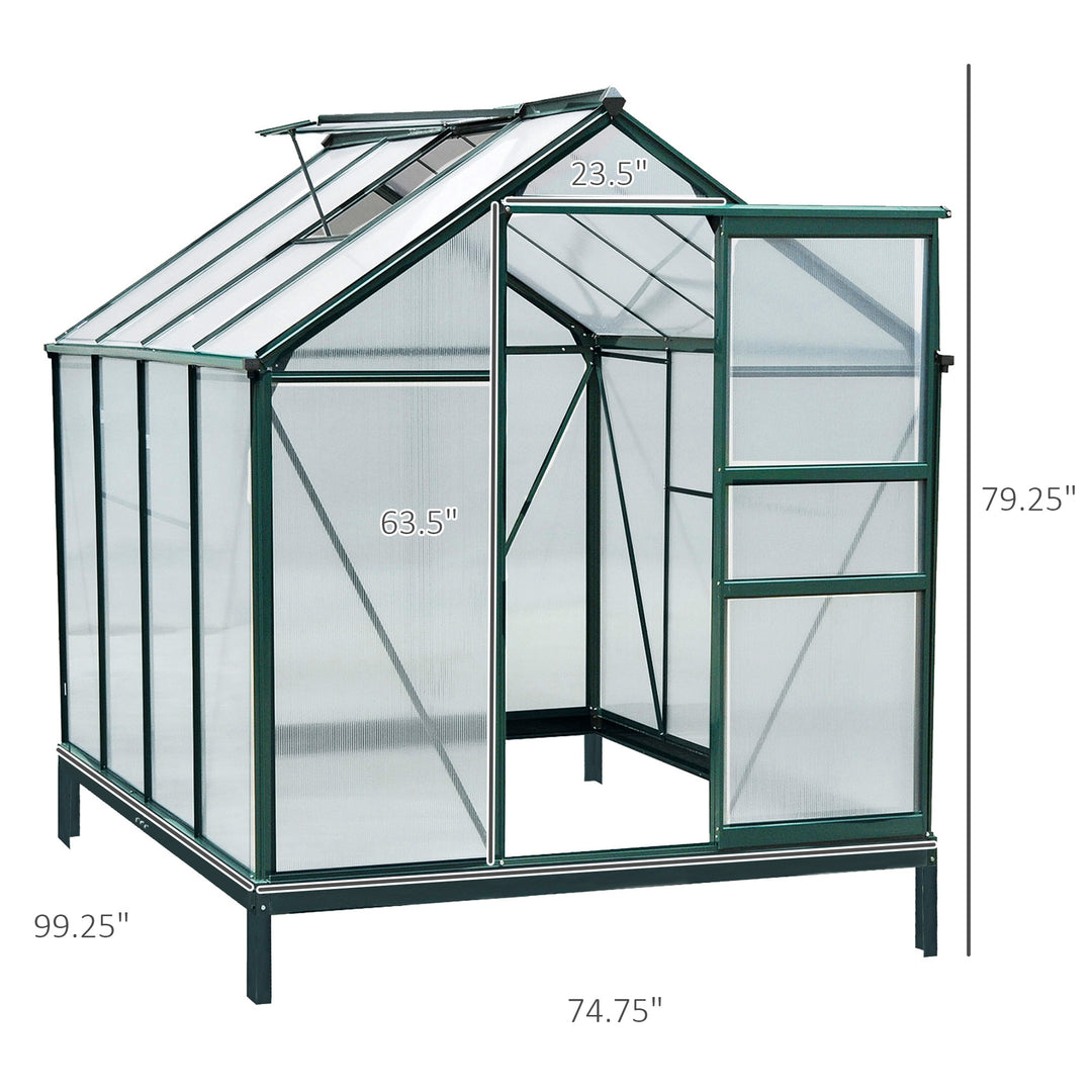 Outsunny 6' x 8' Greenhouse Clear & Twin Wall Panels Green Frame Press to Select