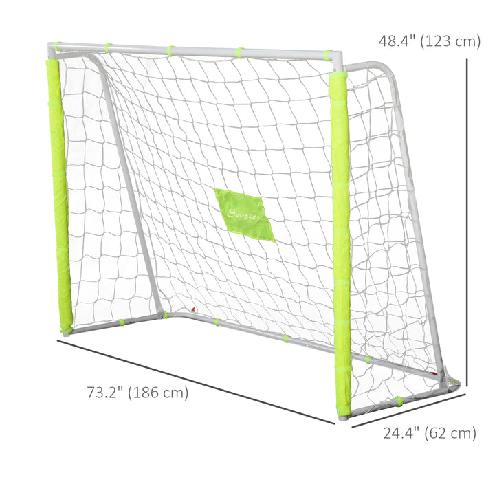 Soozier 6ft x 4ft Soccer Goal Net with Metal Frame, PE Mesh, Ground Stakes, Easy Assembly, Yellow