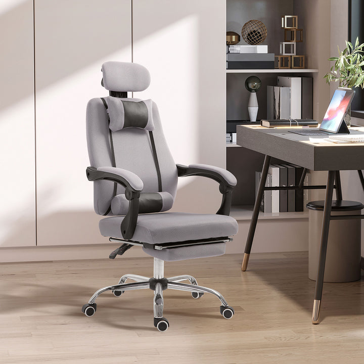 Vinsetto Ergonomic Executive High Back Office Chair with Footrest,Lumbar Support,Grey