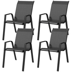 Outsunny Four-Piece Stacking Rattan Outdoor Dining Chairs Set - Grey