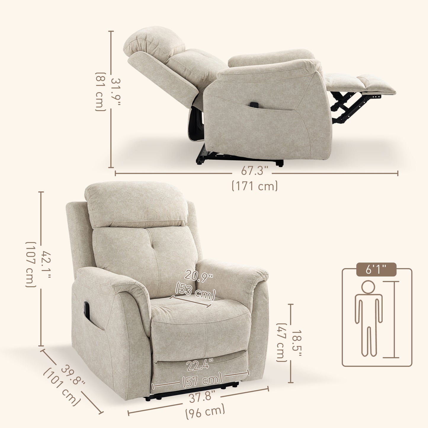 HOMCOM Manual Recliner Chair with Vibration Massage & Side Pockets â€“ Living Room Recliner