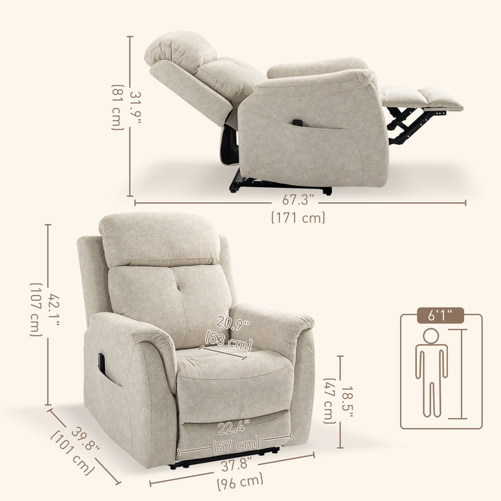HOMCOM Manual Recliner Chair with Vibration Massage, Reclining Chair for Living Room with Side Pockets, Dark Grey