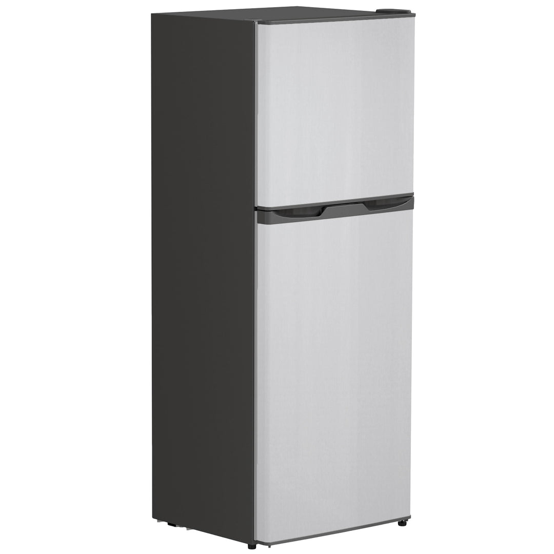 HOMCOM Double Door Mini Fridge with Freezer, 4.6 Cu.Ft Small Refrigerator with Thermostat, Shelves, Reversible Door, Silver
