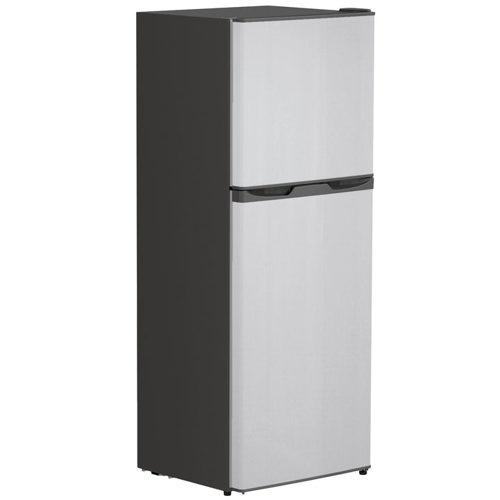 HOMCOM Double Door Mini Fridge with Freezer, 4.6 Cu.Ft Small Refrigerator with Thermostat, Shelves, Reversible Door, Silver