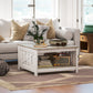 HOMCOM 31.5" Square Coffee Table, Farmhouse 2-Tier Center Table for Living Room, Distressed Oak and Brown