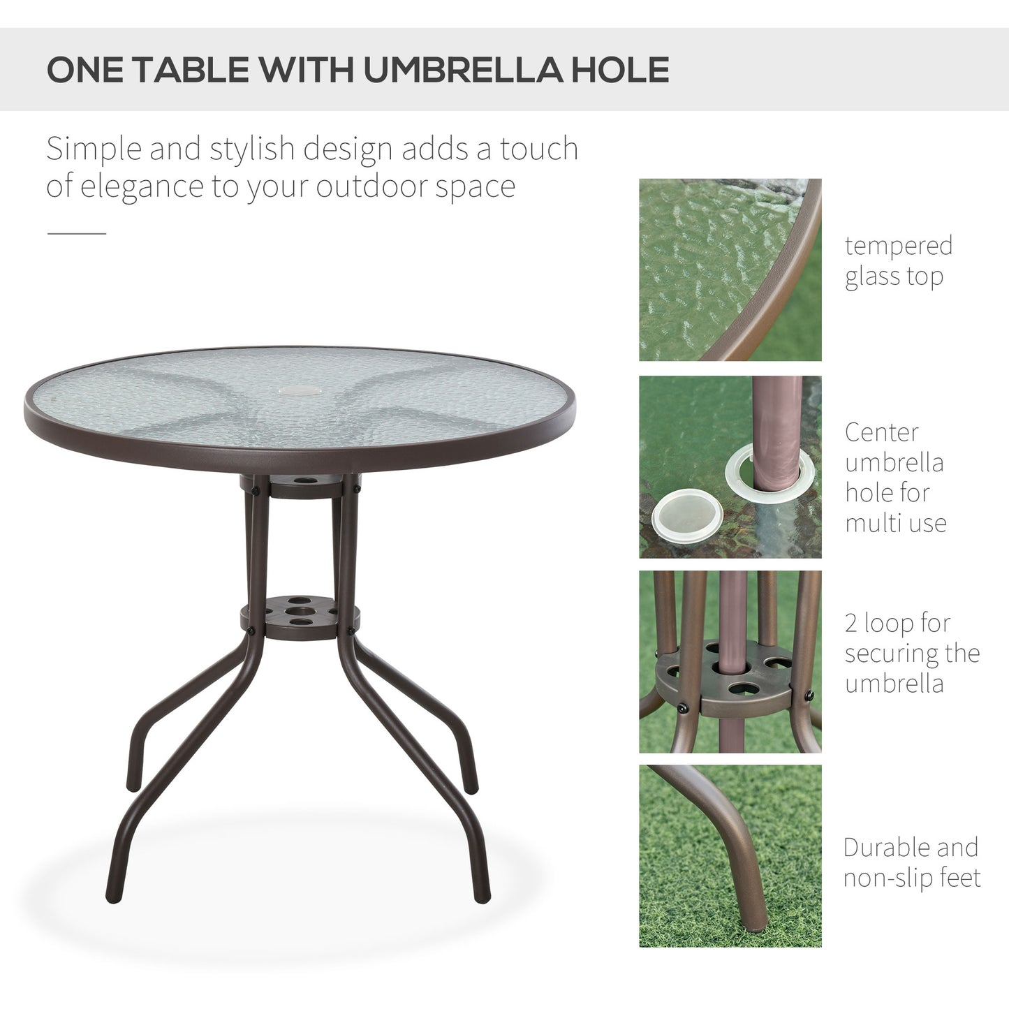 Outsunny 6 Pieces Outdoor Dining Set for 4 with Umbrella Patio Outdoor Furniture Set with Round Table 4 Folding Chairs Black