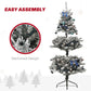 HOMCOM 5ft Prelit Artificial Christmas Tree with Blue Ornaments, Flocked Christmas Tree with LED Lights for Holiday