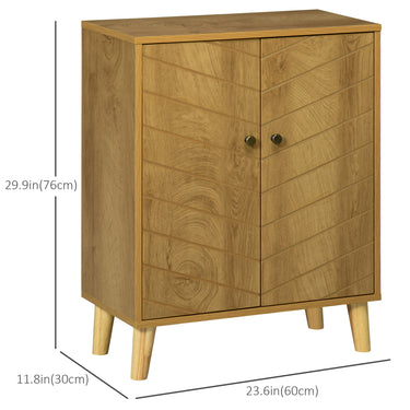 HOMCOM Storage Cabinet with Doors, Cupboard Organization with Shelf and Wood Legs, Storage Solution for Living Room, Bathroom