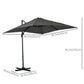 Outsunny 8' x 8' Square Patio Hanging Offset Umbrella with 360Â° Rotation, Aluminum Outdoor Cantilever Parasol with Crank & Tilt, Sun Canopy Shelter with Cross Base, Dark Blue