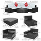 Outdoor Wicker Sectional Sofa Set - Cushioned Patio Set with Quarter Round Coffee Table