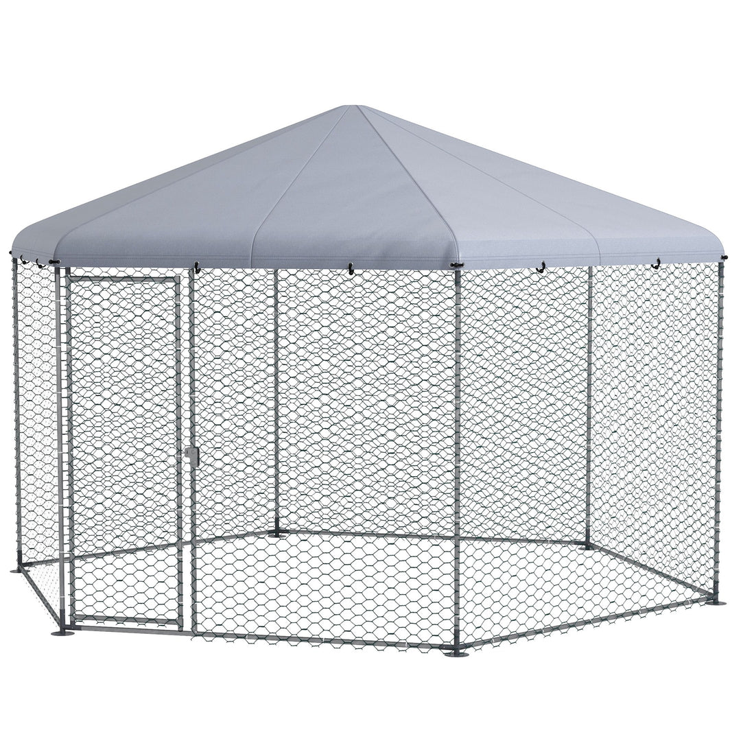 PawHut Chicken Coop with Cover for Outdoor Backyard, Chicken Run for 10-15 Chickens, Rabbits, Ducks, 13.1' x 11.4'