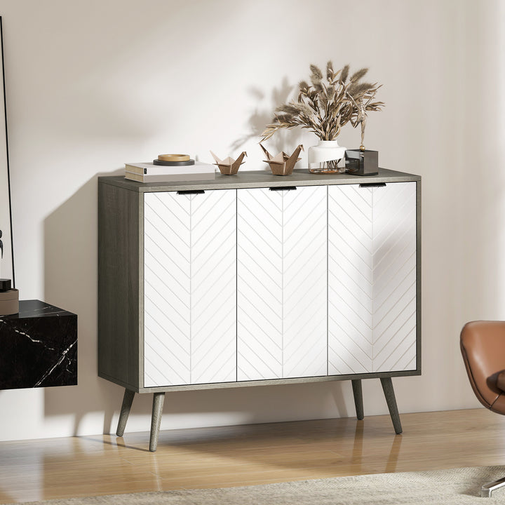 HOMCOM Modern Sideboard and Buffet, Dining Room Cabinet with Adjustable Shelves and 3 Doors, Black