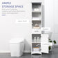 kleankin Tall Bathroom Storage Cabinet, Slim Bathroom Cabinet with 3 Tier Shelf, Drawer, Door, Freestanding Linen Tower, White