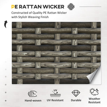 Outsunny 2 Seat Patio Loveseat Deluxe Wicker Sofa Chair Outdoor Rattan Furniture Couch All Weather with Cushion for Balcony, Deck, Garden and Poolside, Grey