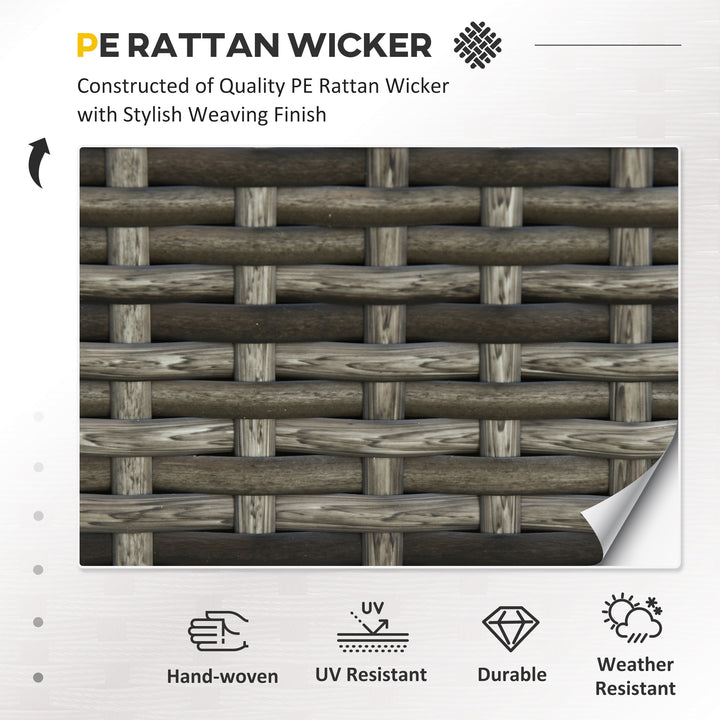 Outsunny 2 Seat Patio Loveseat Deluxe Wicker Sofa Chair Outdoor Rattan Furniture Couch All Weather with Cushion for Balcony, Deck, Garden and Poolside, Grey