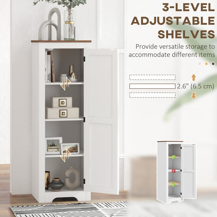 HOMCOM Farmhouse Accent Cabinet with Adjustable Shelf Barn Door Storage Cabinet for Living Room Floor Pantry Cabinet White