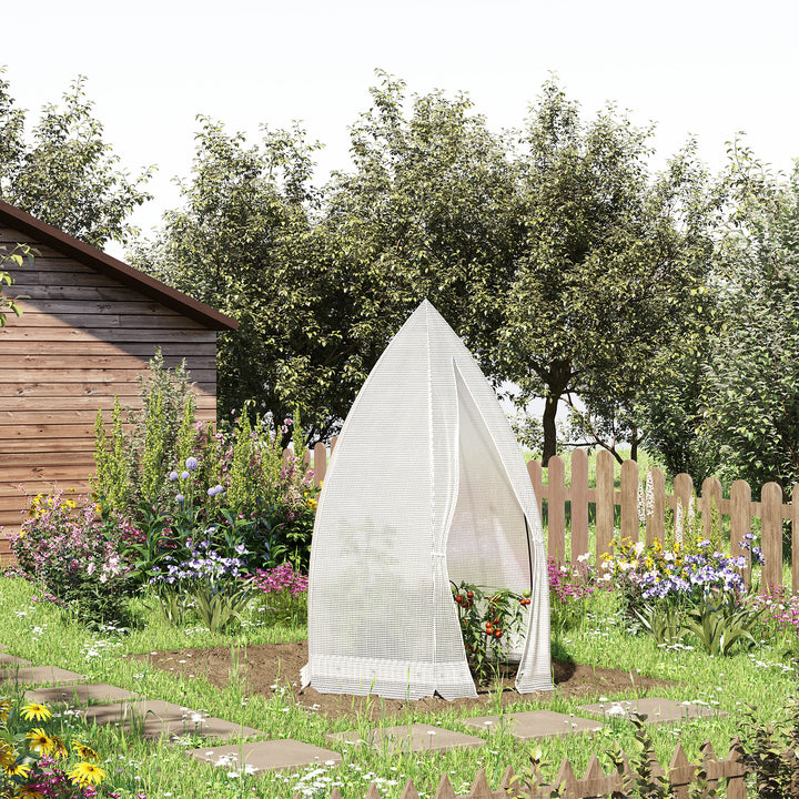 Outsunny 55" x 55" x 71" Greenhouse Portable Hot House for Plants with Zippered Door for Outdoor, Garden, Patio, White